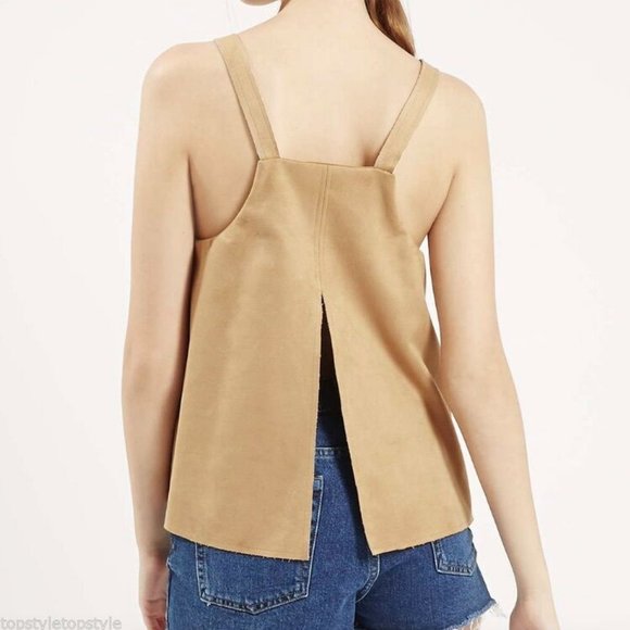 TOPSHOP SUEDETTE PINAFORE TANK TOP - Picture 2 of 9